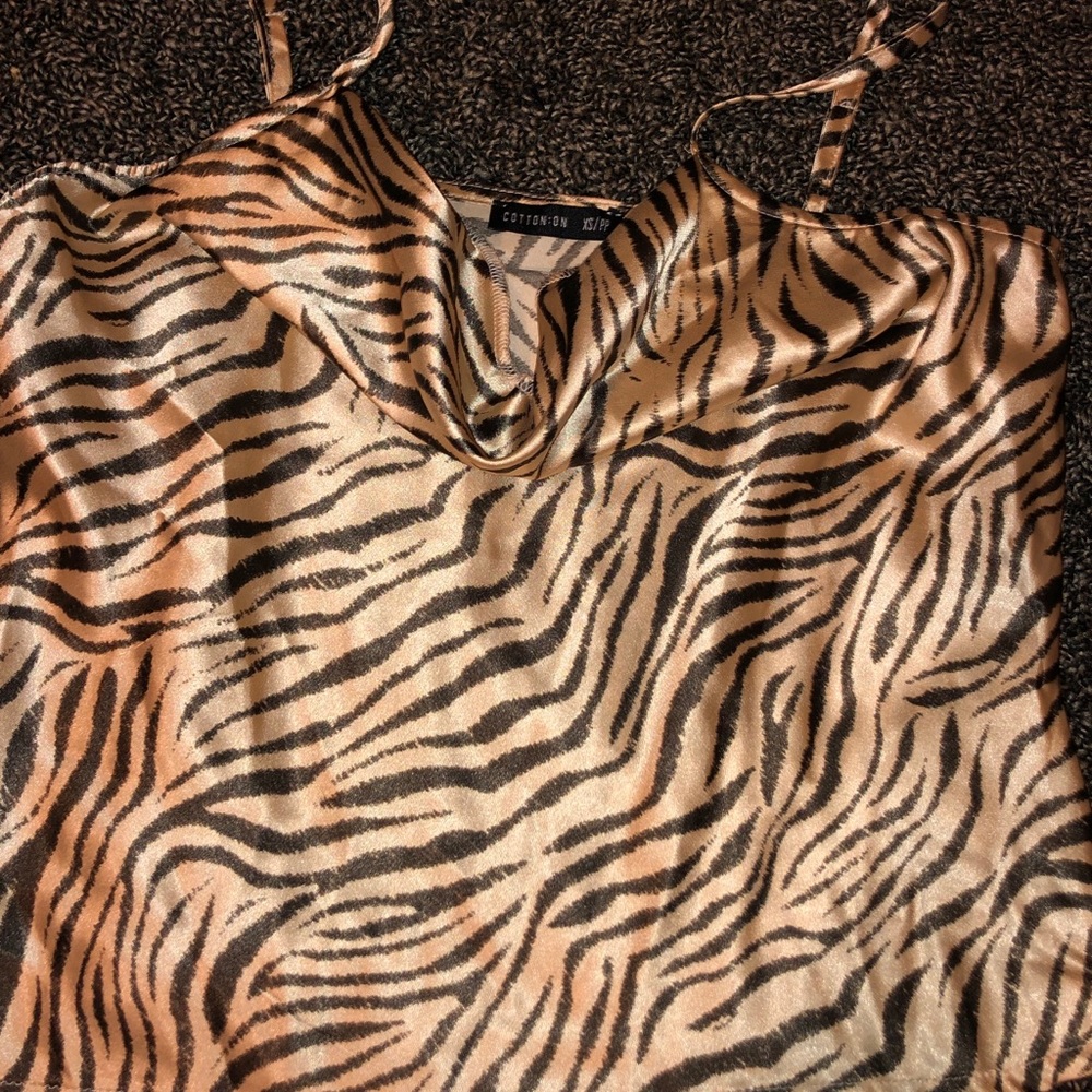 Tiger print silky top